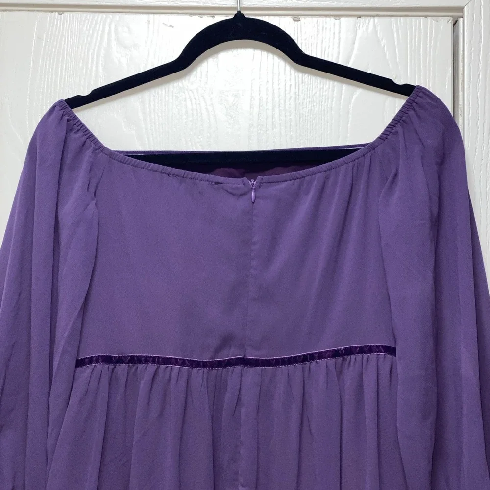 Alisastyle Purple Cottagecore‎ Maxi Dress Medium Sheer Sleeve Boho Formal Dress